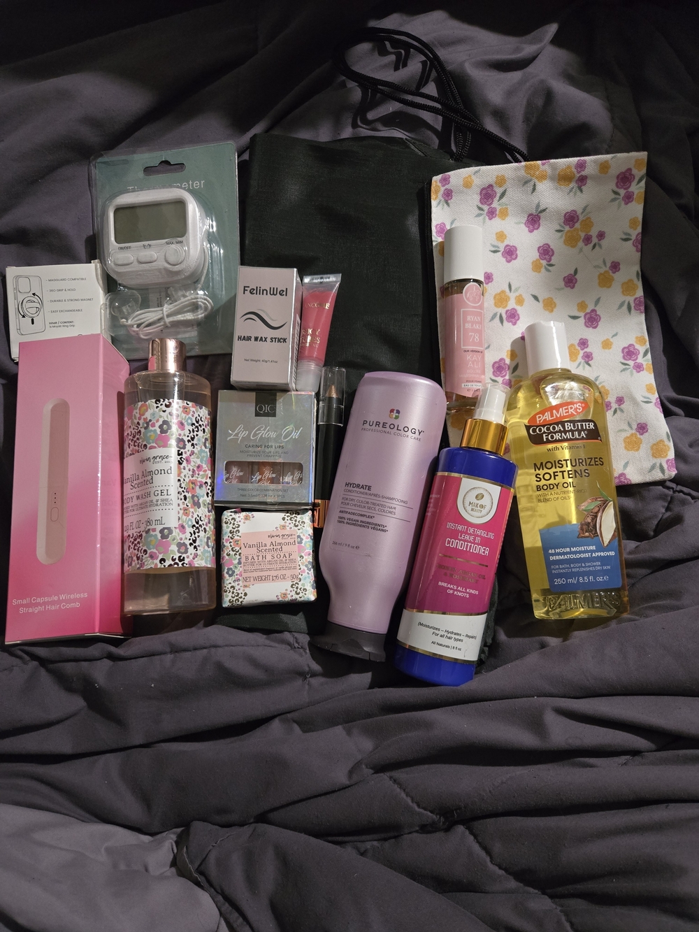 Assorted Beauty & Body Care Bundle - Pink, Gold, White Floral Accents